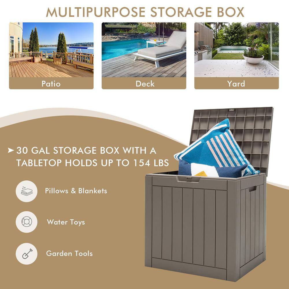 Light Brown Lockable Plastic Deck Box with Handles