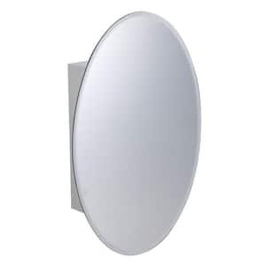 Ovally 18 in. W x 26 in. H Stainless Steel Brushed Wall Mount Medicine Cabinet with Mirror