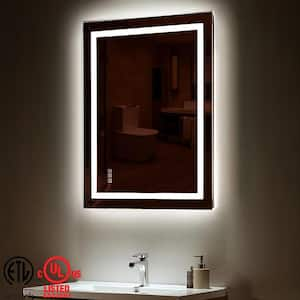 28 in. W x 36 in. H Frameless Rectangular Anti-Fog LED Light Bathroom Vanity Mirror with Front Light