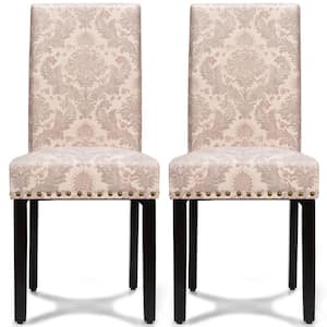 Pink Fabric Dining Chairs Upholstered with Nailhead Trim (Set of 2)
