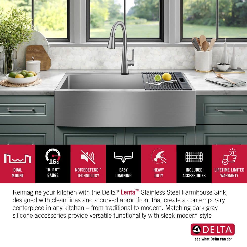 36-Inch Brushed Stainless Steel Farmhouse Drop-In Sink