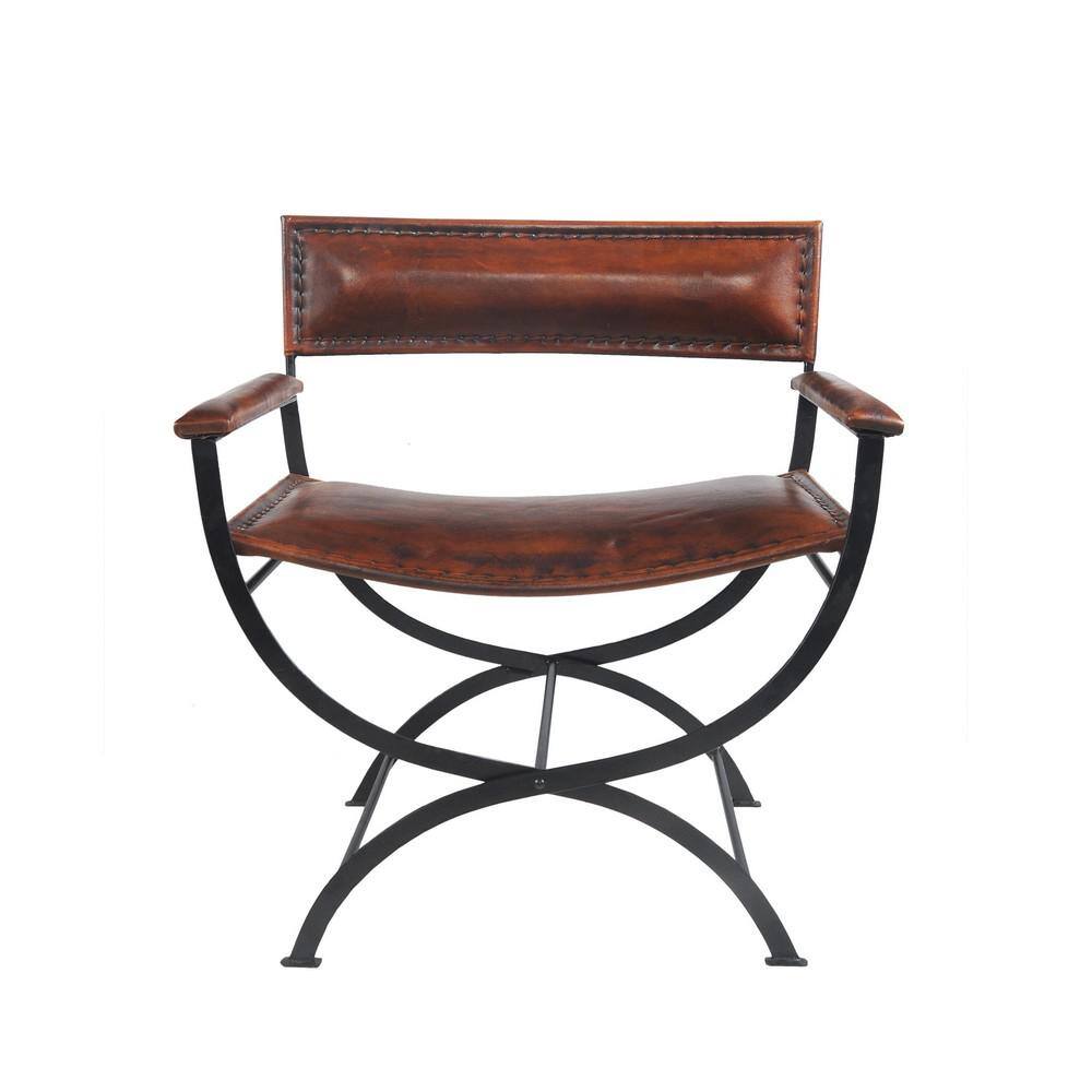 Leather Brown Director Accent Chair
