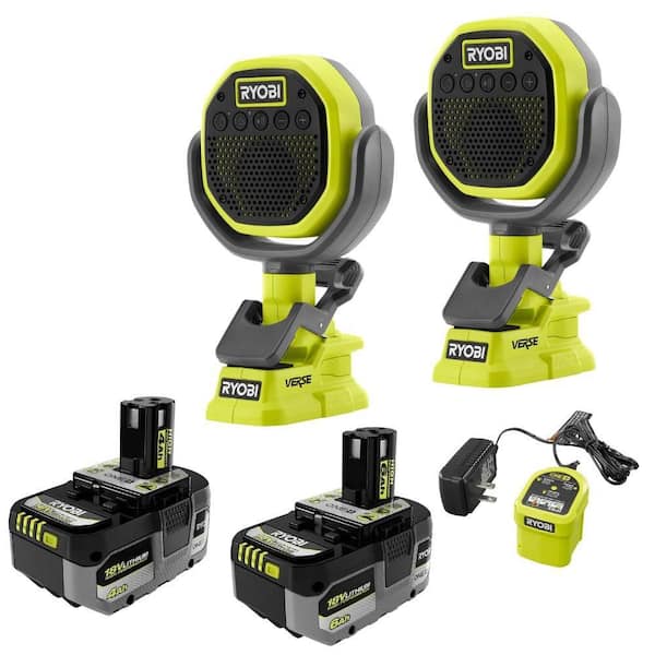 ONE+ 18V Lithium-Ion HIGH PERFORMANCE Kit w/ 4 Ah Battery, 6 Ah Battery, Charger, & FREE ONE+ VERSE Clamp Speaker (2-Pk)