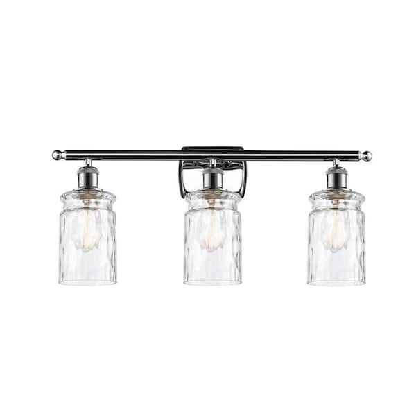 Candor 26 in. 3-Light Polished Chrome Vanity Light with Glass Shade