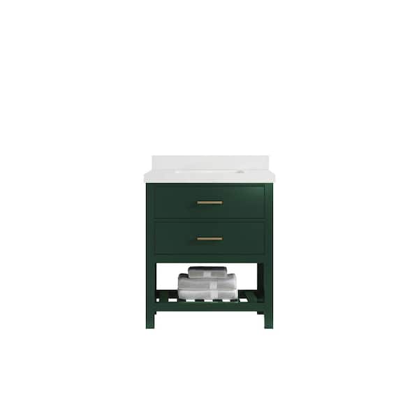 Willow Collections Parker 30 in. W x 22 in. D x 36 in. H Bath Vanity in Lafayette Green with 2 in. Empira Quartz Top