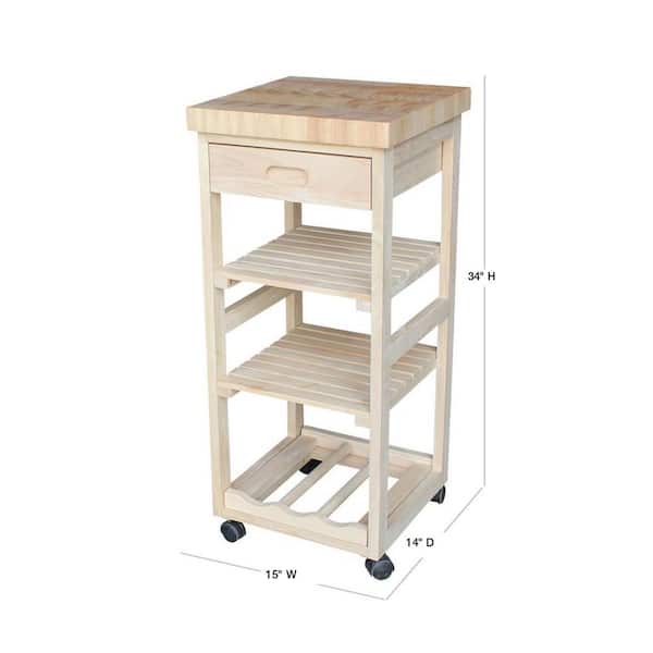 International Concepts Brown Wood Base with Wood Butcher Block Top Kitchen Cart (14-in x 15-in x 34-in) International Concepts Brown Wood Base with Wood Butcher Block Top Kitchen Cart (14-in x 15-in x 34-in)