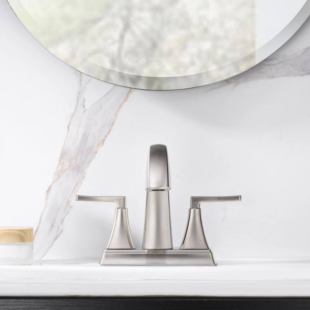 Brushed Nickel Two-Handle Centerset Bathroom Faucet