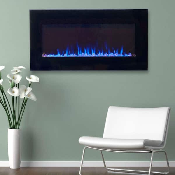 Northwest 36 in. LED Fire and Ice Electric Fireplace with Remote in Black