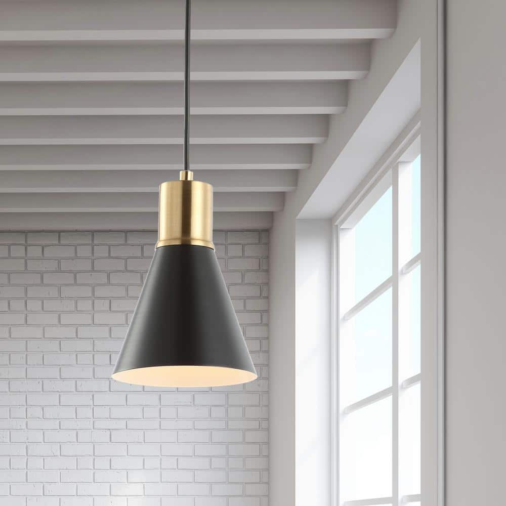 Apollo 6" Black and Brass Gold LED Pendant Light
