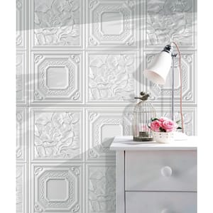 Falkirk Jura II 28 in. x 28 in. Peel and Stick Off White Shapes, Flowers PE Foam Decorative Wall Paneling (10-Pack)