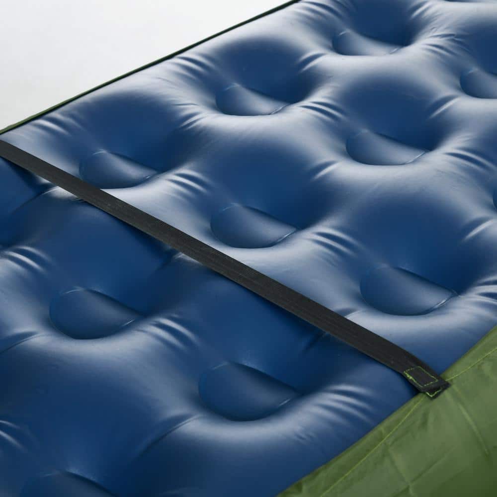 Outsunny Green Folding Camping Cot with Mattress and Pillow