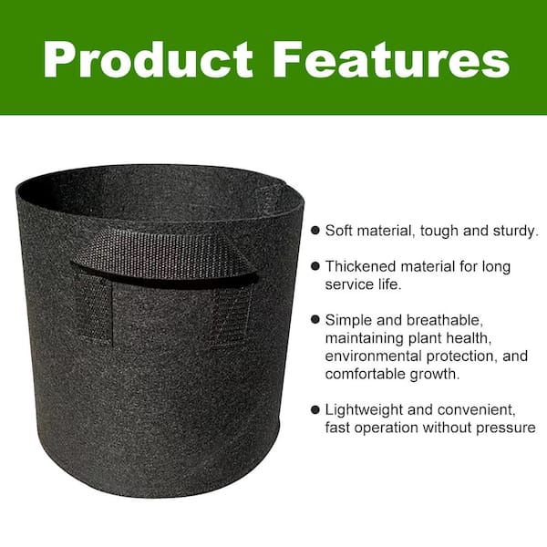 Heavy Duty Reusable Fabric Pots, 15 Gallon, 5-Pack - AC Infinity