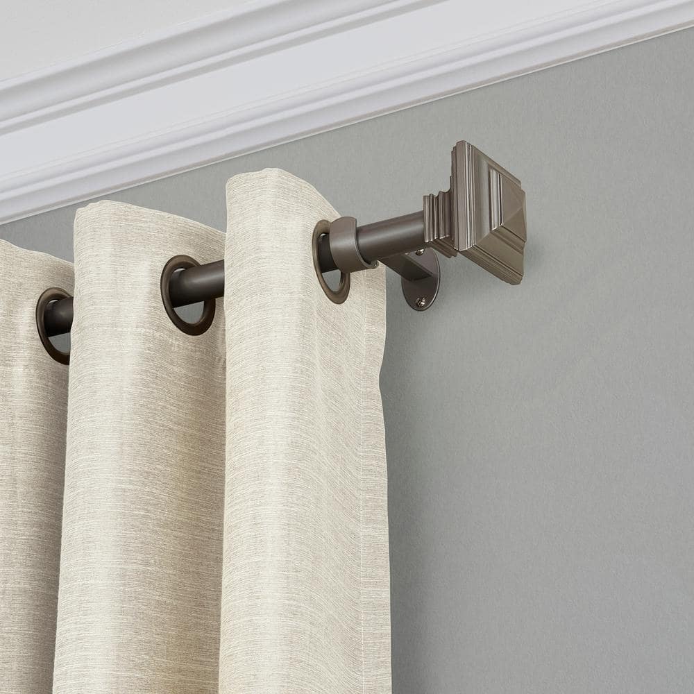 Florence Antique Pewter Adjustable Curtain Rod with Geometric Finials