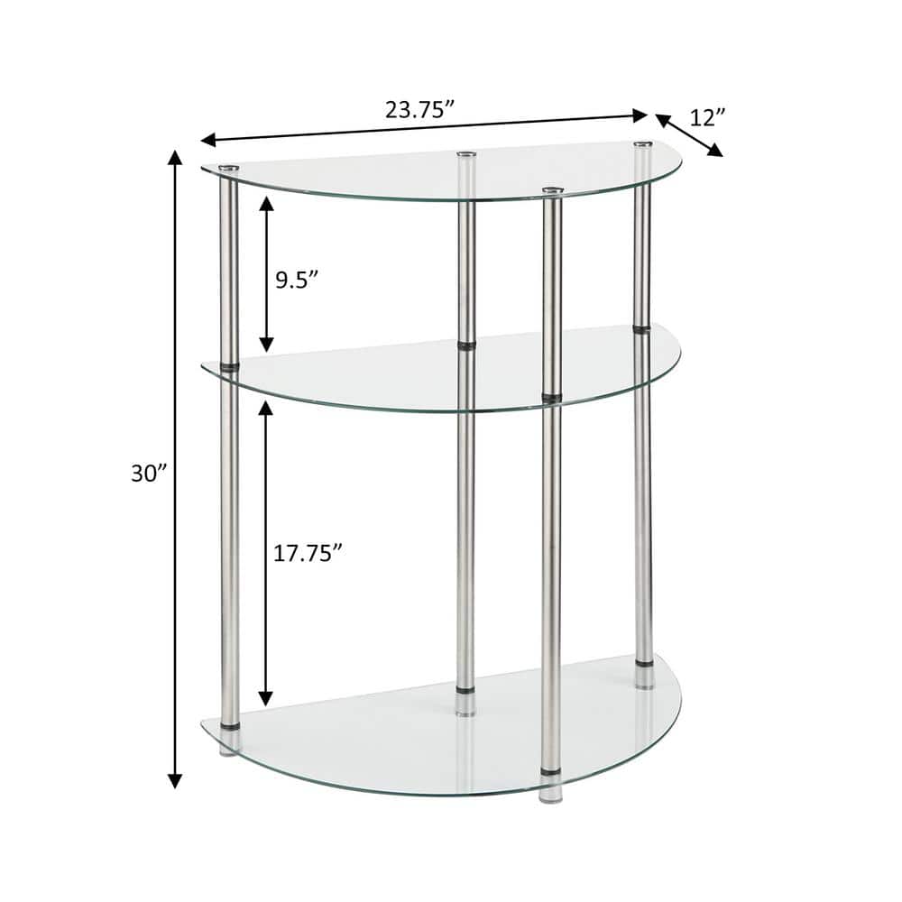 Elysian Chrome-Finished Stainless Steel and Clear Glass Console Table