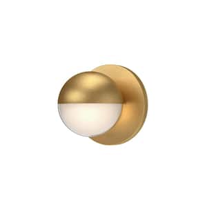 Pluto 5 in., 1-Light 6-Watt Brushed Gold Integrated LED Wall Sconce