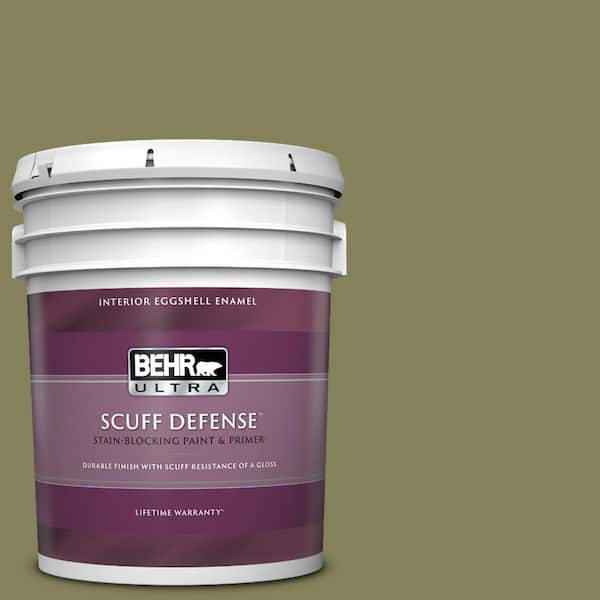 BEHR ULTRA 5 gal. #PMD-47 Martini Olive Extra Durable Eggshell Enamel Interior Paint & Primer
