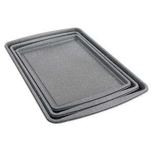 3-Piece Carbon Steel Cookie Sheet Set in Greystone