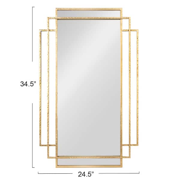 24.41 in. W x 39.37 in. H Metal Geometric Framework Gold Leaf Finish Decorative Mirror