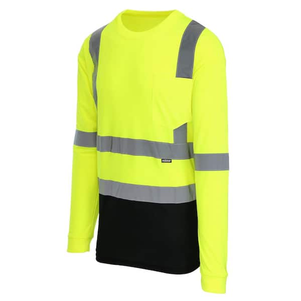 MAXIMUM SAFETY Men's Large High Visibility Black/Yellow ANSI Class 3 Polyester Long-Sleeve Safety Shirt with Reflective Tape