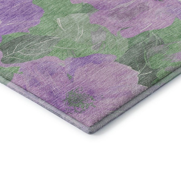 Mayfield Premium Machine Washable Abstract AMF1542 Lavender 2 ft. 3 in. x 7 ft. 6 in. Runner Rug