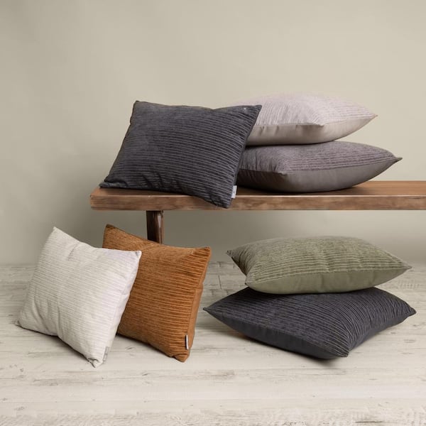 Teddy Sherpalux Oblong Throw Pillow - Charcoal Grey - 12 in