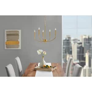 Athens Five Lights Chandelier Aged Brass Finish