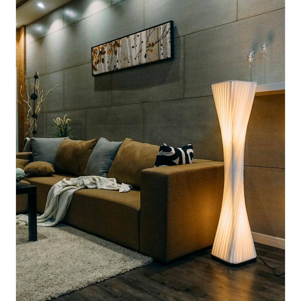Ballerina 48" Modern Twist Black Floor Lamp with Polyethylene Shade