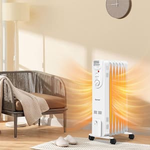 1500-Watt Electric Oil-Filled Radiator Space Heater 5-Fin Thermostat Room Radiant