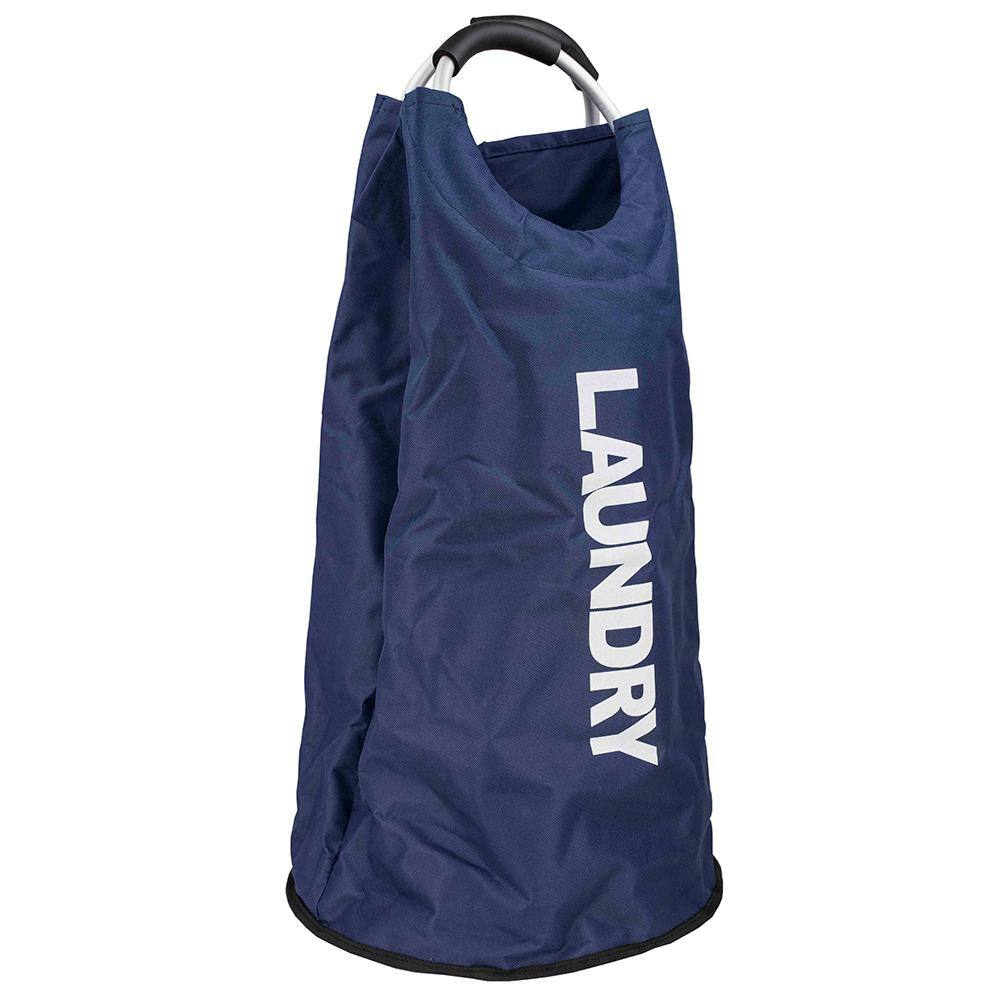 Canvas Laundry Hamper Tote with Soft-Grip Padded Aluminum Handles in Navy  HDC57591