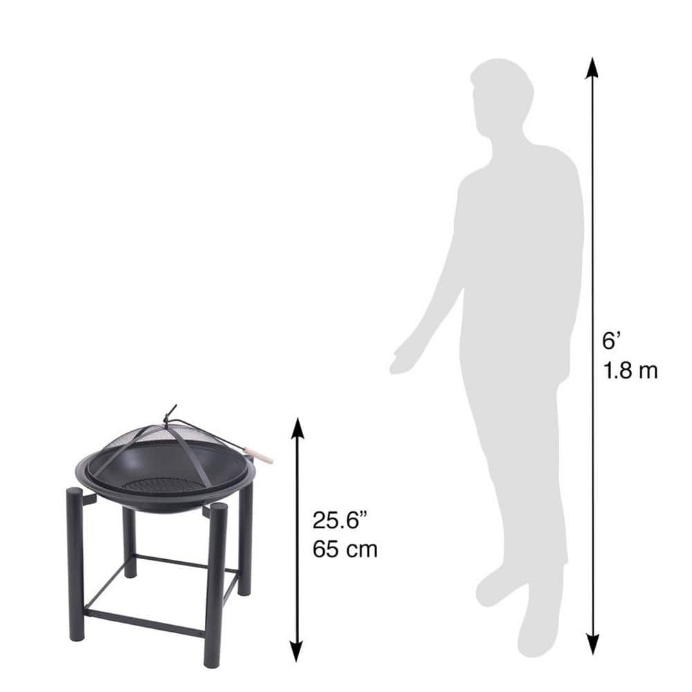 21.5" Black Round Steel Wood Burning Fire Pit