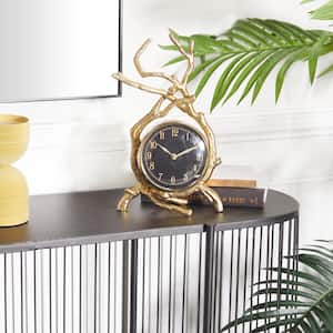 Gold Aluminum Analog Clock with Branch Accents