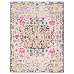 Madison Grey/Gold 12 ft. x 15 ft. Border Geometric Floral Medallion Area Rug