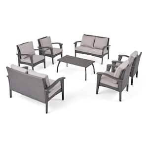 Honolulu Grey 5-Piece Metal Outdoor Patio Conversation Seating Set with Light Grey Cushions