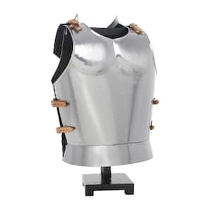 Silver Metal Replica Medieval Armour with Black Wood Stand
