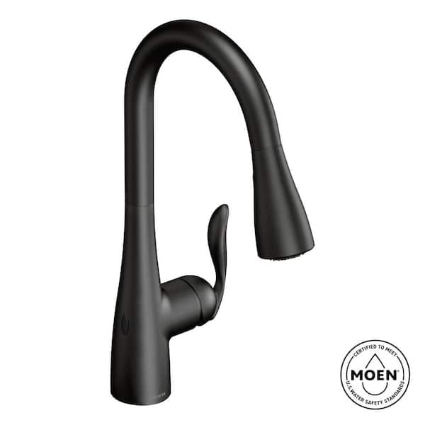 MOEN Arbor Matte Black 15.5 in. H Touchless Pull Down Sprayer Kitchen Faucet with 360 Degree Spout Swivel and Power Clean
