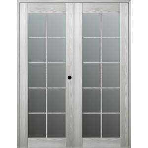 Vona 10 Lite 48 in. x 84 in. Left Hand Active Frosted Glass Ribeira Ash Wood Composite Double Prehung French Door