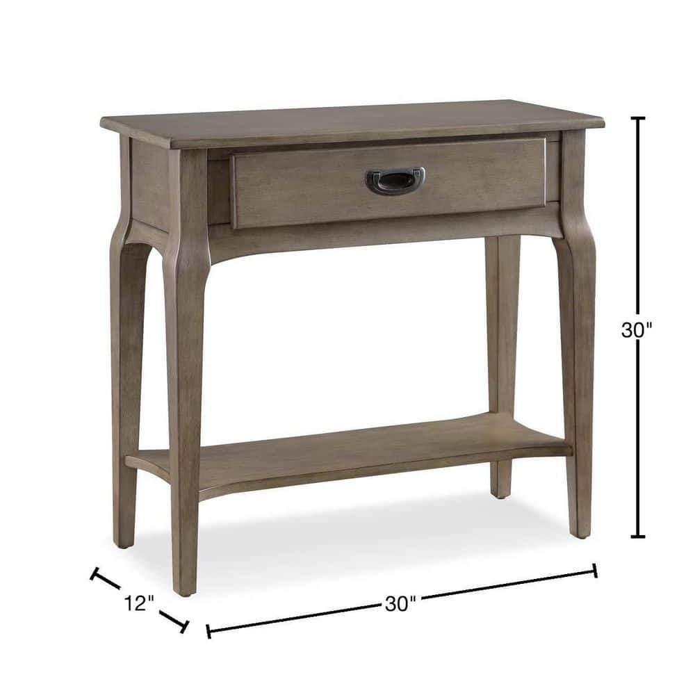Gray Solid Wood Hall Console Table with Drawer and Shelf