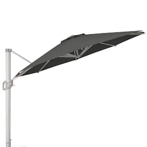 12 ft. Aluminum Patio Umbrella Outdoor Cantilever Offset Umbrella, 360 Rotation in Dark Grey