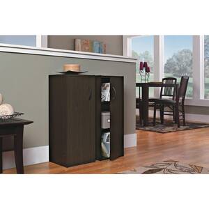 Espresso Decorative Home Stackable 1-Door Storage Organizer
