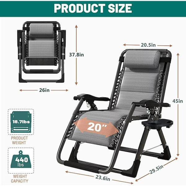 BOZTIY Folding Zero Gravity Metal Frame Recliner Outdoor Lounge 