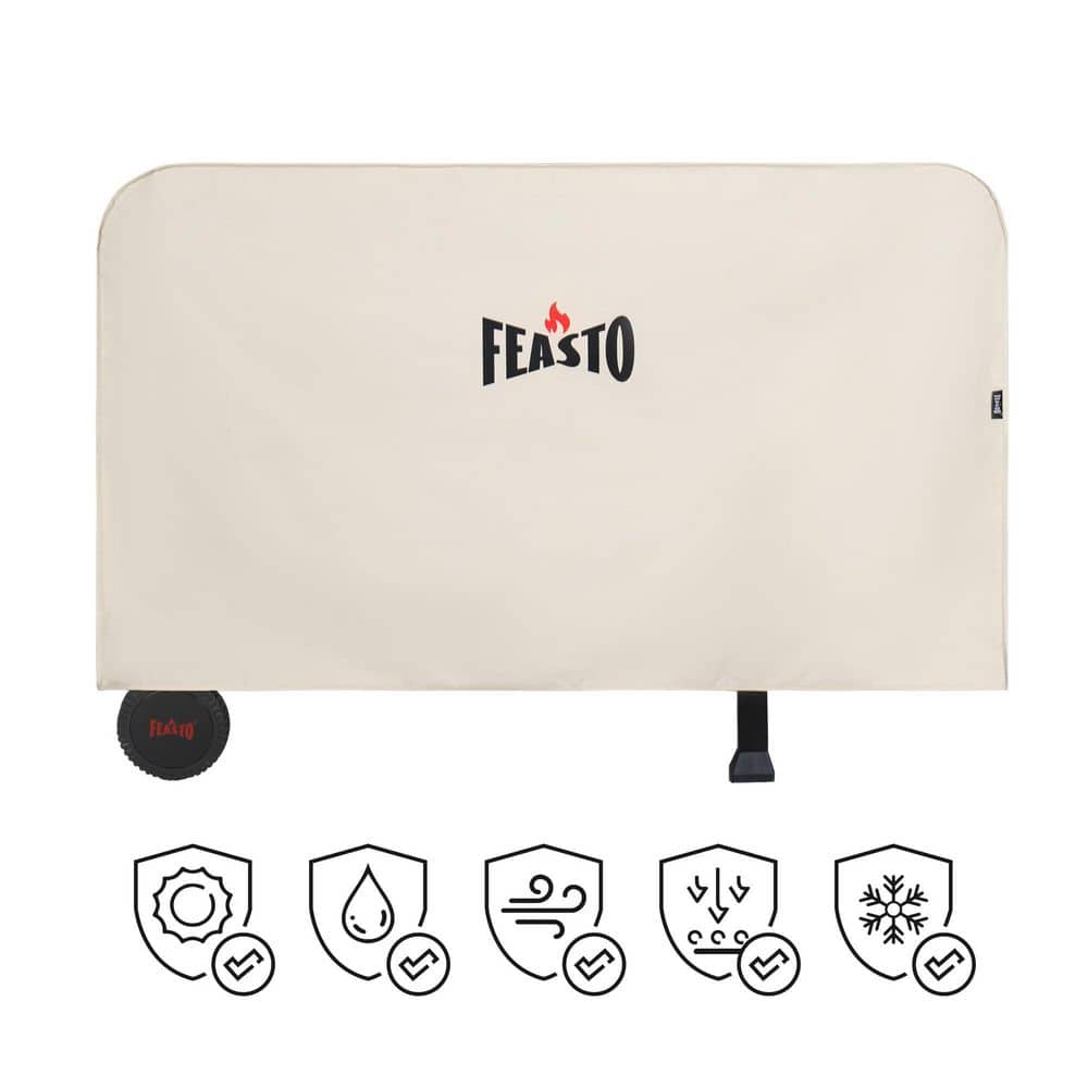 Beige Heavy Duty Waterproof Gas Grill Cover with Handles