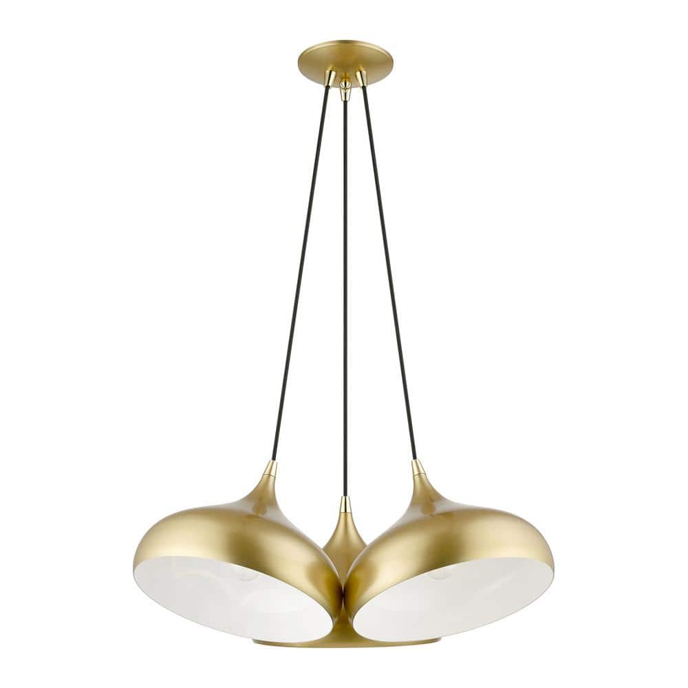 Soft Gold and Polished Brass 3-Light Cluster Pendant