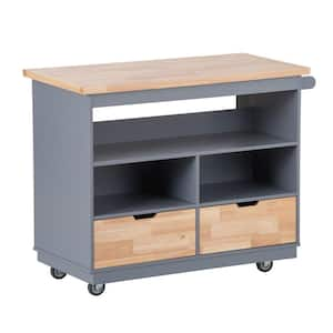 Linon Home Decor Hawthorn Gray Kitchen Cart With Two Drawers, Two Pull 