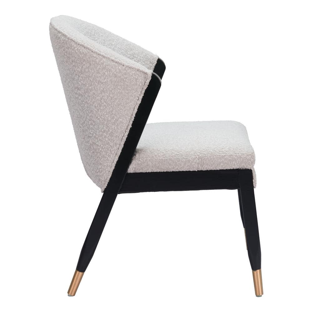 Misty Gray Upholstered Low Side Chair with Wood Frame