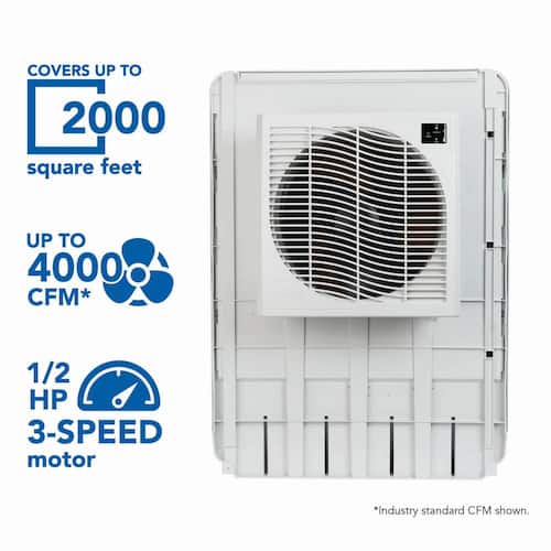 4000 CFM Slim Profile Window Evaporative Cooler for 2000