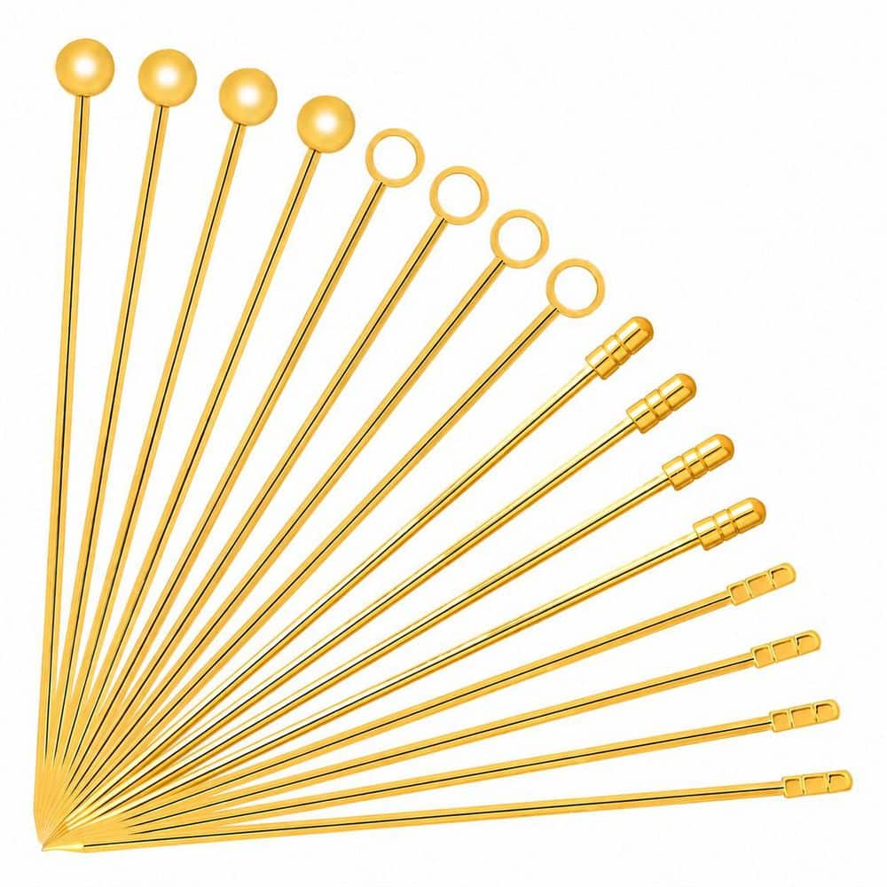16-Piece Gold Metal Cocktail Picks, 4.3-Inch Reusable Olive and Fruit Garnish Skewers price history on PriceWatchPro