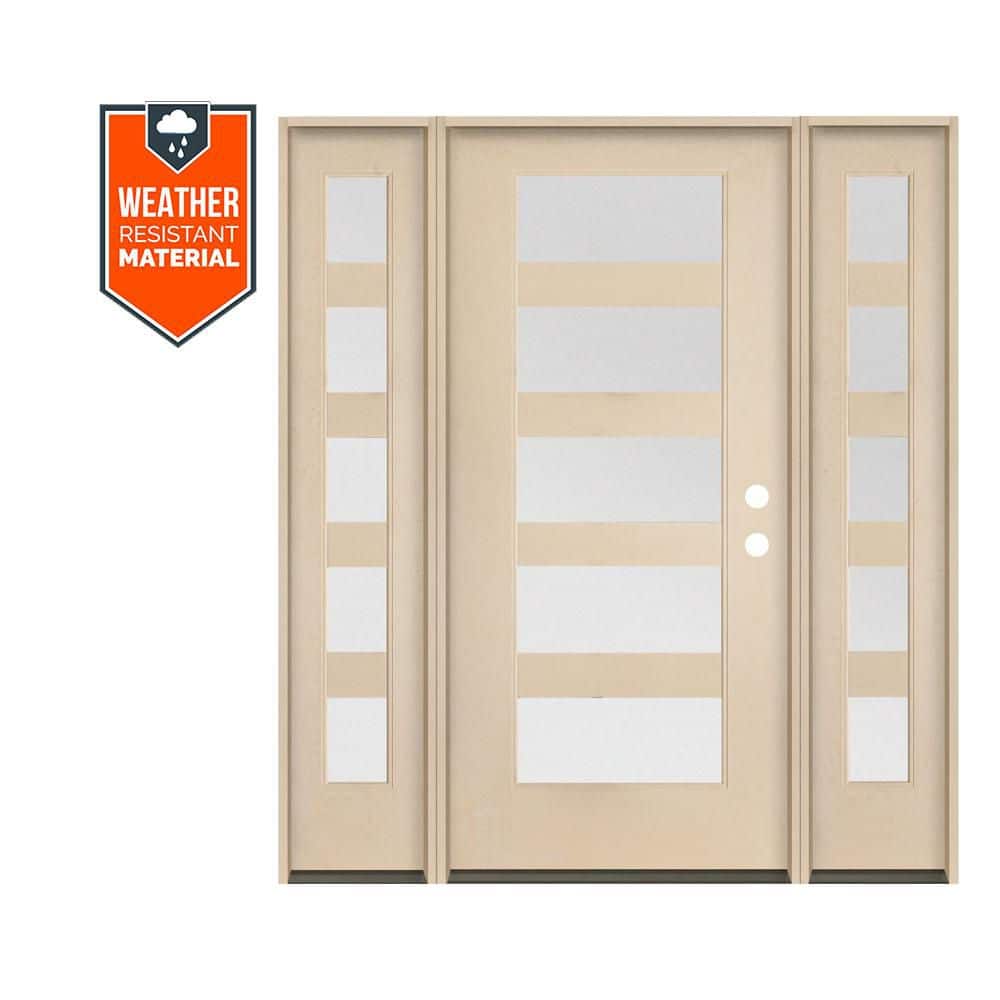 ASCEND Modern 64 in. x 79 in. 5-Lite Left-Hand/Inswing Satin Glass Unfinished Fiberglass Prehung Front Door/DSL price history on PriceWatchPro