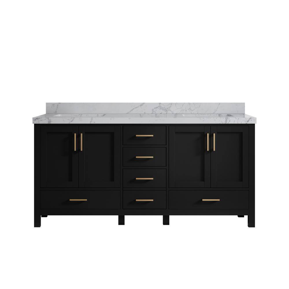Malibu 72 in. W x 22 in. D x 36 in. H Double Sink Bath Vanity in Black with 2 in. Venatino Qt. Top price history on PriceWatchPro
