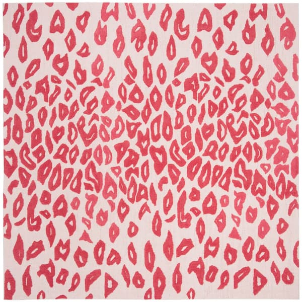 Kids 6 ft. x 6 ft. Ivory/Red Spotted Square Area Rug