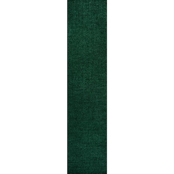 Haze Solid Low-Pile Emerald 2 ft. x 12 ft. Runner Rug